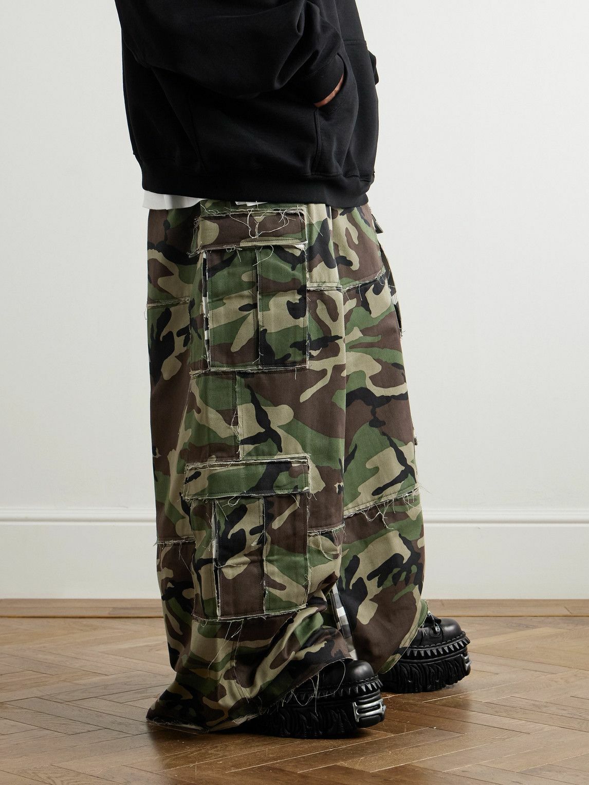VETEMENTS - Wide-Leg Patchwork Camouflage-Print Cotton-Canvas