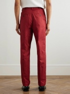Dunhill - Slim-Fit Straight-Leg Pleated Cotton-Gabardine Chinos - Red