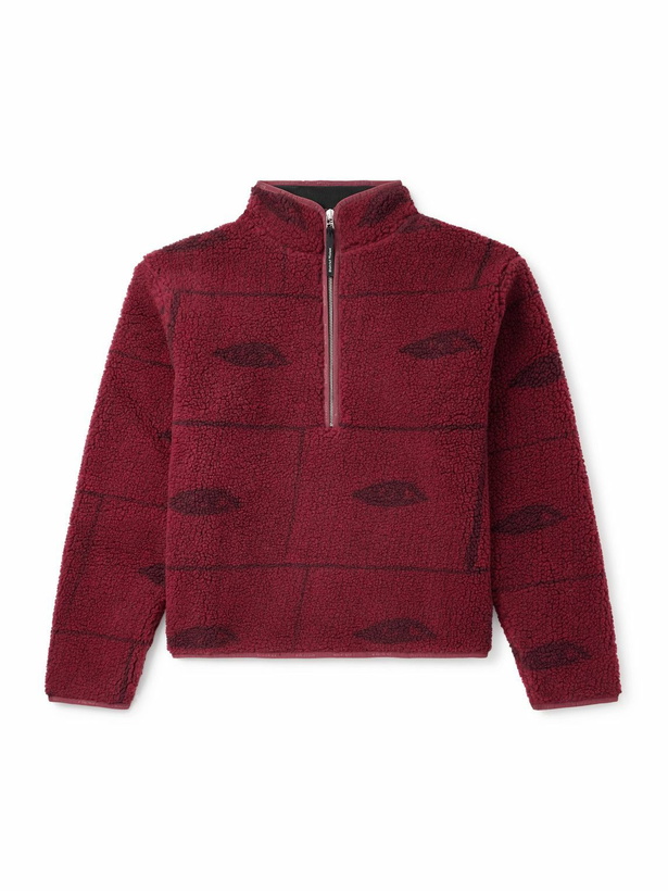 Photo: DISTRICT VISION - Printed Fleece Half-Zip Sweatshirt - Red