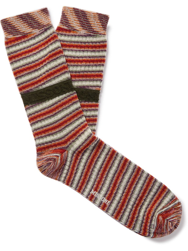 Photo: Missoni - Striped Cotton-Blend Socks - Orange