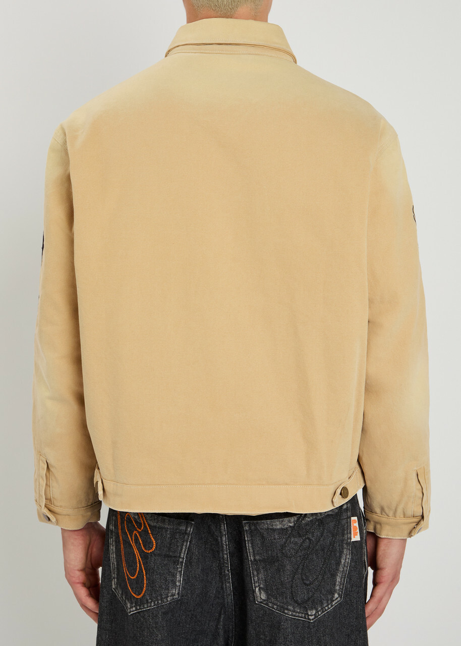 Warren Lotas Garage Printed Work Canvas Jacket Beige