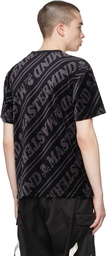 mastermind WORLD Black & Grey Velour Diagonal T-Shirt