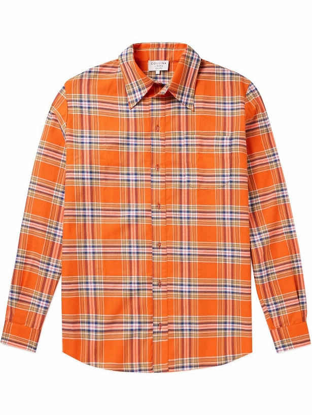 Photo: Collina Strada - Convention Checked Cotton-Flannel Shirt - Orange