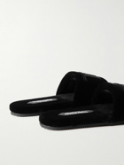TOM FORD - Harrison Logo-Embroidered Velvet Slides - Black
