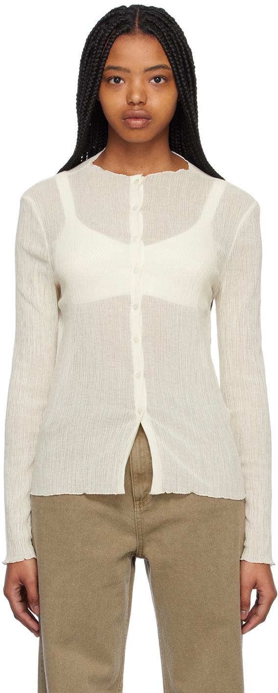 AMOMENTO Off-White Sheer Cardigan AMOMENTO