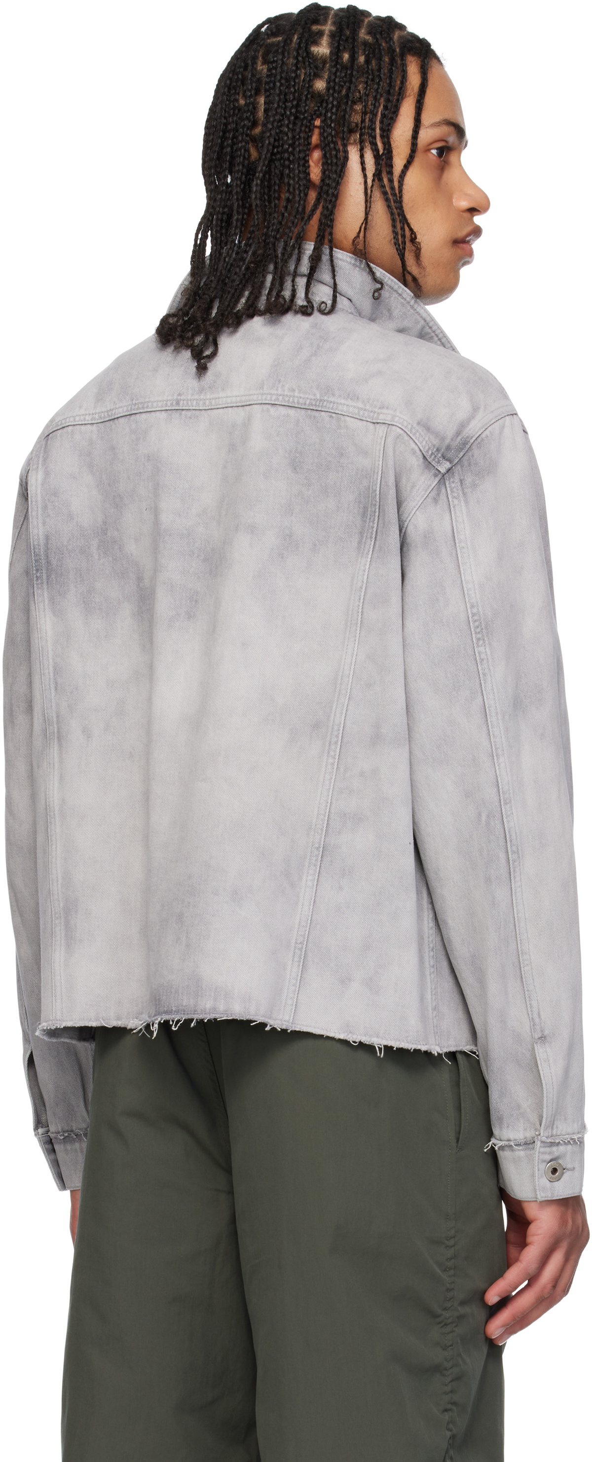 COOR Gray Shadow Washed Cutoff Denim Jacket