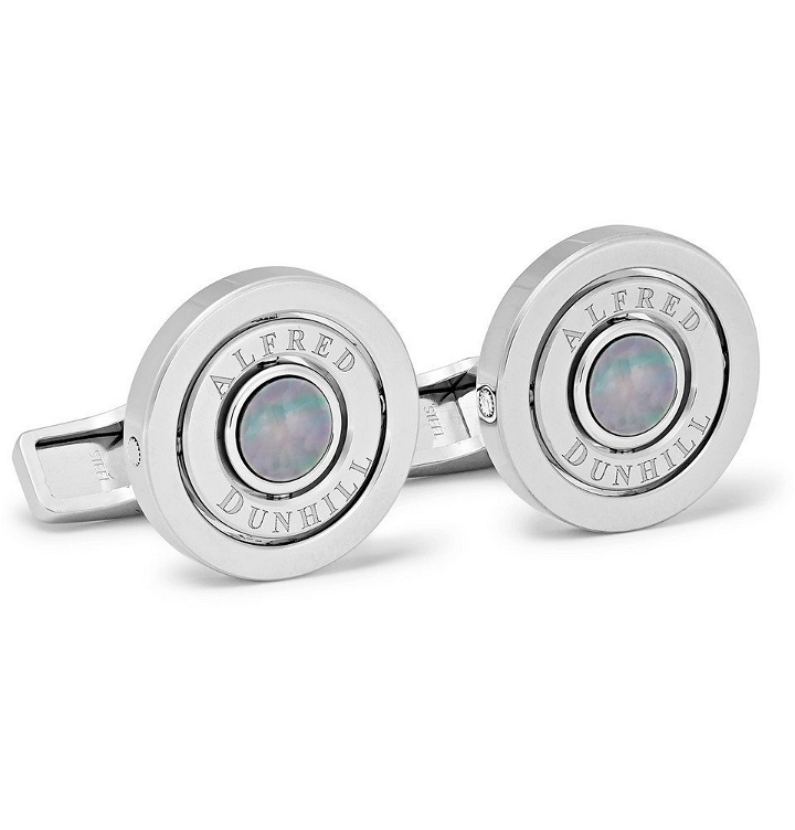 Photo: Dunhill - Gyro Rhodium-Plated and Mother-of-Pearl Cufflinks - Silver