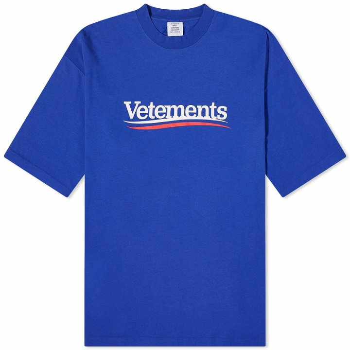 Photo: Vetements Men's Campaign Logo T-Shirt in Royal Blue
