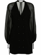 FRAME Black Crepe De Chine Mini Dress