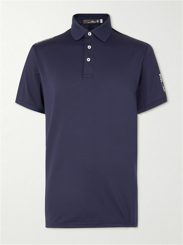 Photo: RLX Ralph Lauren - Logo-Print Stretch Recycled-Shell Golf Polo Shirt - Blue