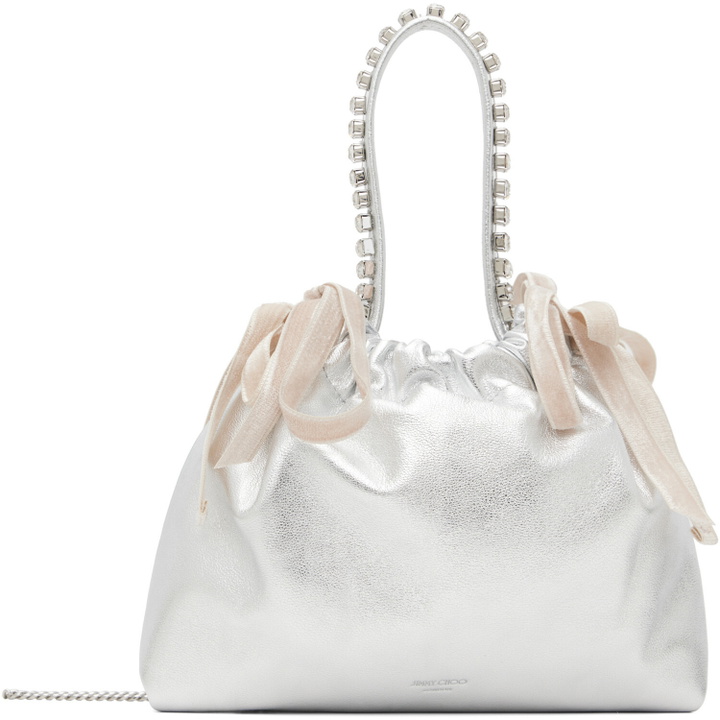 Photo: Jimmy Choo Silver Drawstring Mini Top Handle Bag