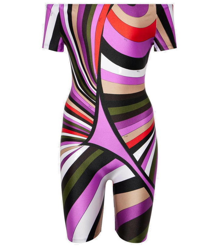 Photo: Pucci Marmo-printed off-shoulder bodysuit