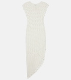Loulou de Saison Malena asymmetric scalloped crochet midi dress