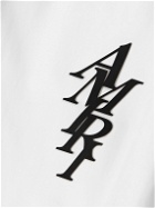 AMIRI - Straight-Leg Mid-Length Logo-Appliquéd Swim Shorts - White