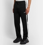 Balenciaga - Logo-Embroidered Striped Loopback Jersey Track Pants - Black