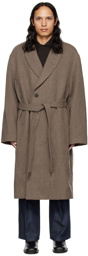 LE17SEPTEMBRE Brown Shawl Collar Coat