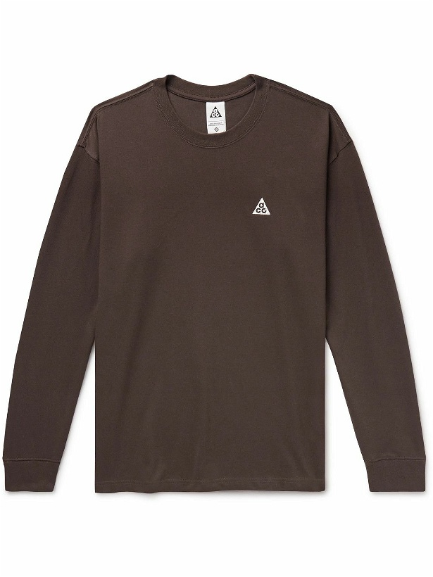 Photo: Nike - ACG Logo-Embroidered Jersey T-Shirt - Brown