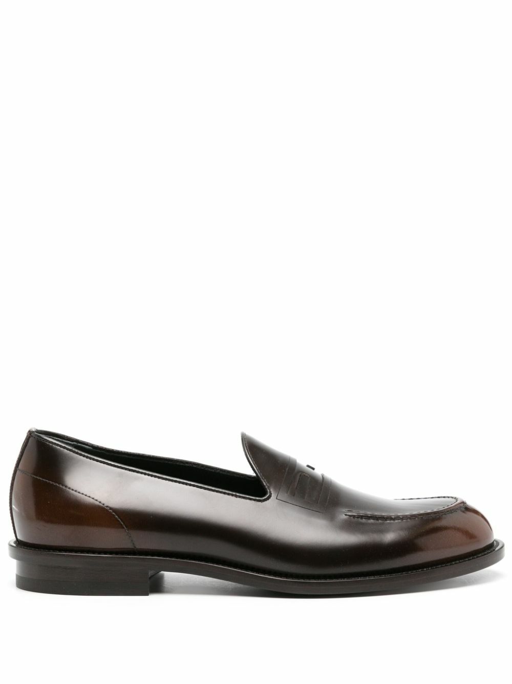 FENDI Brown Baguette Leather Loafers Fendi