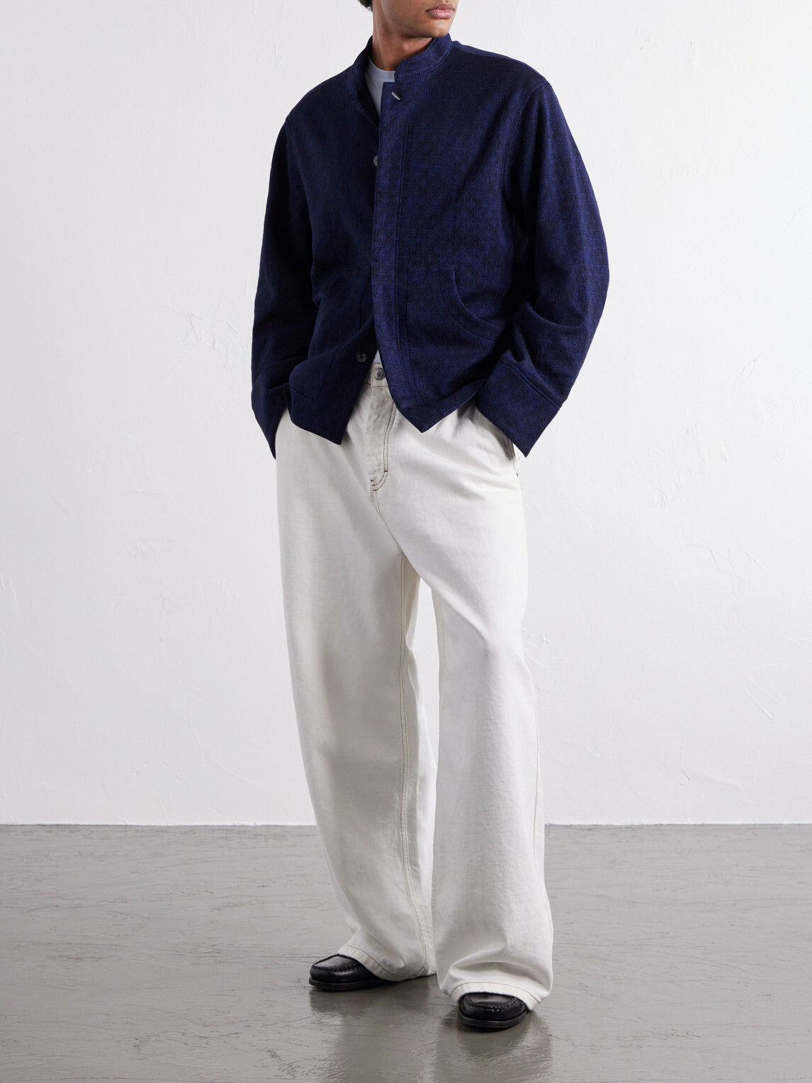 Blue Blue Japan - Jacquard-Knit Wool-Blend Bomber Jacket - Blue