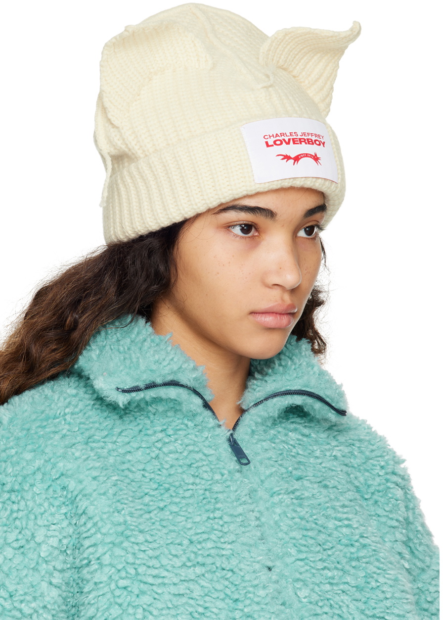 Charles Jeffrey LOVERBOY Off-White Chunky Ears Beanie Charles