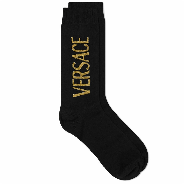 Photo: Versace Men's Logo Sock in Black/Gold