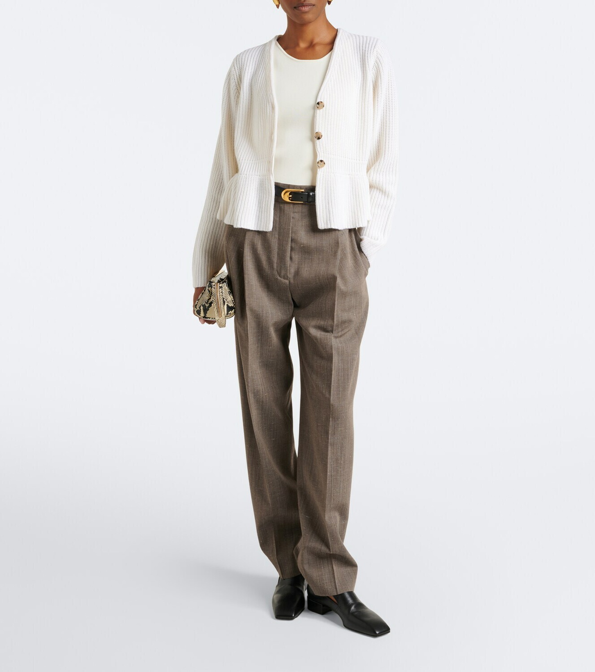 Jardin des Orangers Peplum wool and cashmere cardigan