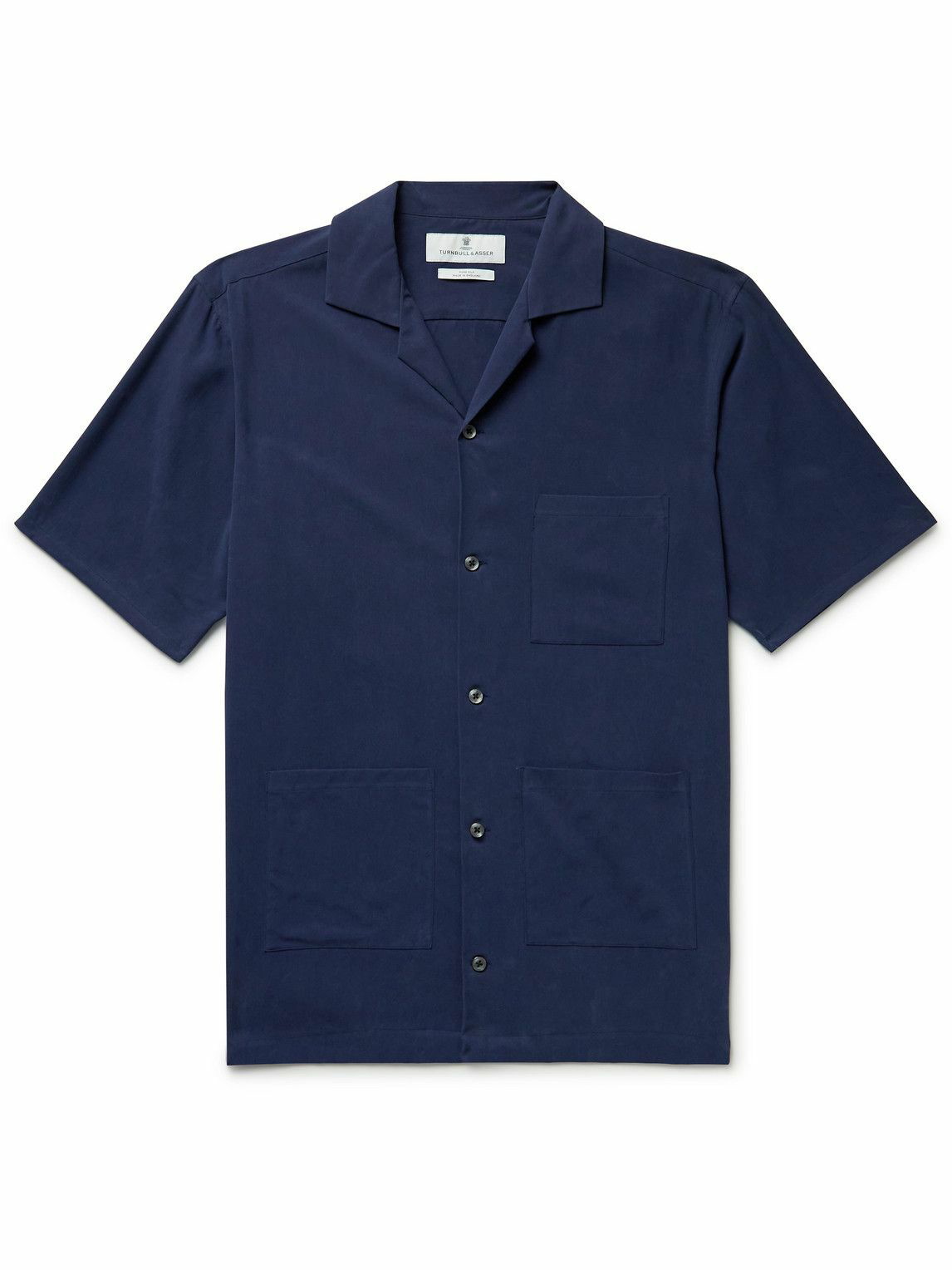 Turnbull & Asser - Phillips Camp-Collar Silk Shirt - Blue Turnbull & Asser