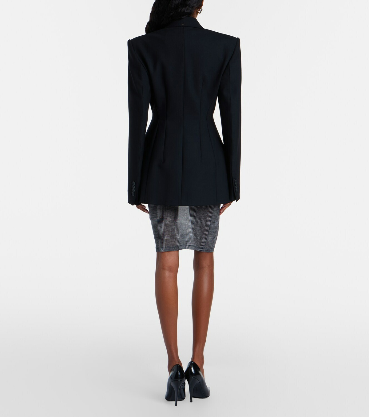 Elie Saab Checked sheer pencil skirt