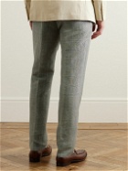 Kingsman - Prince of Wales Checked Linen and Wool-Blend Trousers - Gray