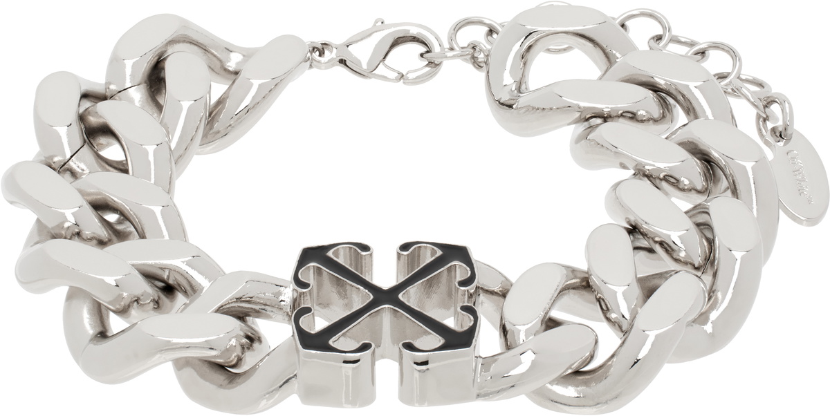 Off-White Silver Enamel Arrow Chain Bracelet Off-White