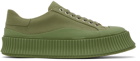 Jil Sander Green Canvas Platform Sneakers