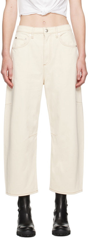 Photo: rag & bone Off-White Charlie Barrel Wide Jeans