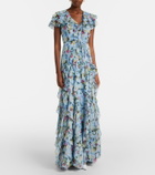 Carolina Herrera Floral ruffled silk gown