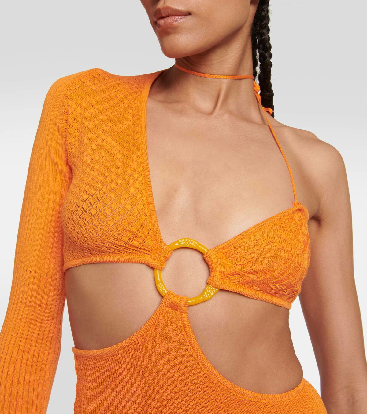 Roberta Einer Legato asymmetrical cotton-blend bodysuit