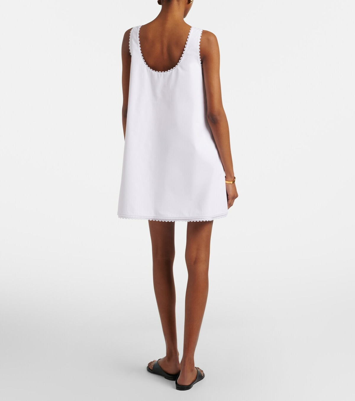 Róhe Lace-trimmed cotton poplin minidress