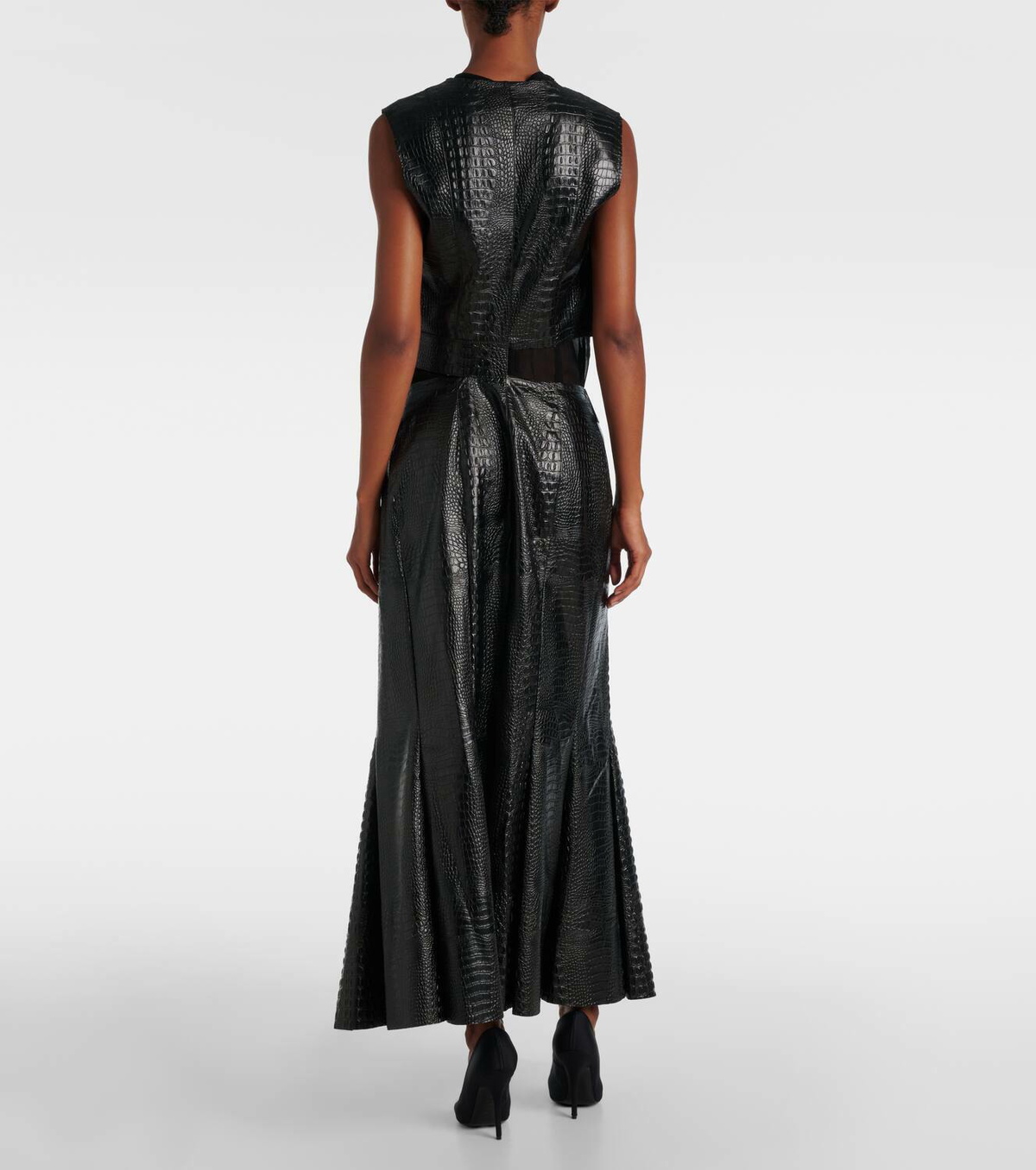 Junya Watanabe Snake-effect faux leather midi dress Junya Watanabe