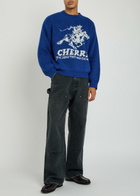 Cherry Los Angeles Won The West Intarsia Alpaca-blend Jumper Blue