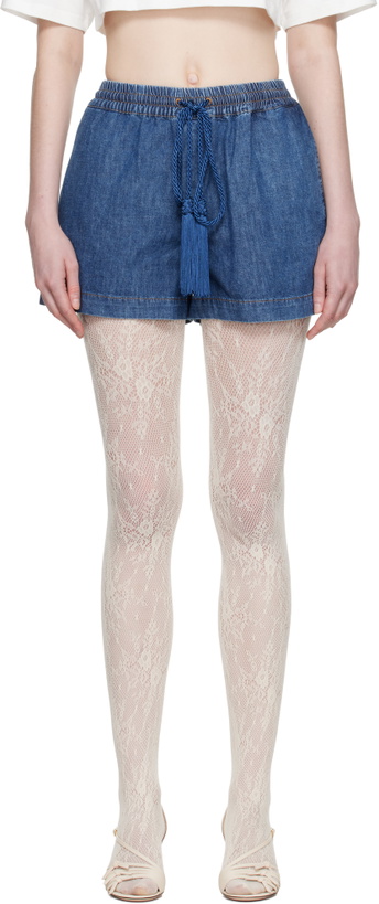 Photo: Valentino Blue Denim Chambray Shorts