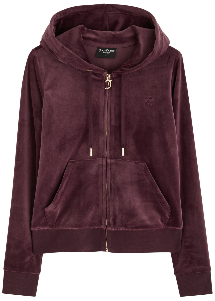 Juicy Couture Robertson Hooded Velour Sweatshirt Dark Red