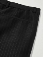 SAINT LAURENT - Straight-Leg Pleated Pinstriped Wool and Silk-Blend Suit Trousers - Black