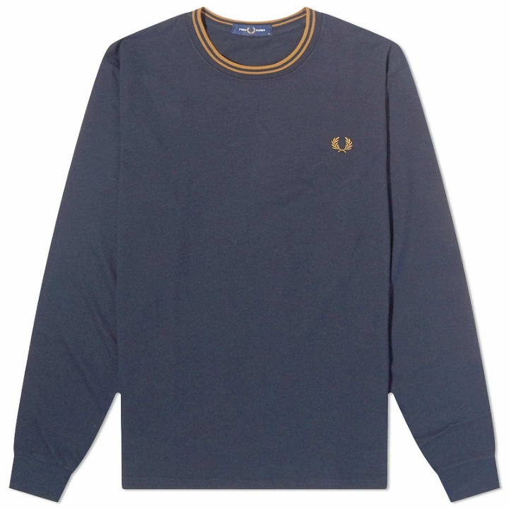 Photo: Fred Perry Men's Long Sleeve Twin Tipped T-Shirt in Navy