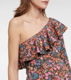 Philosophy di Lorenzo Serafini Floral jacquard cotton one-shoulder top