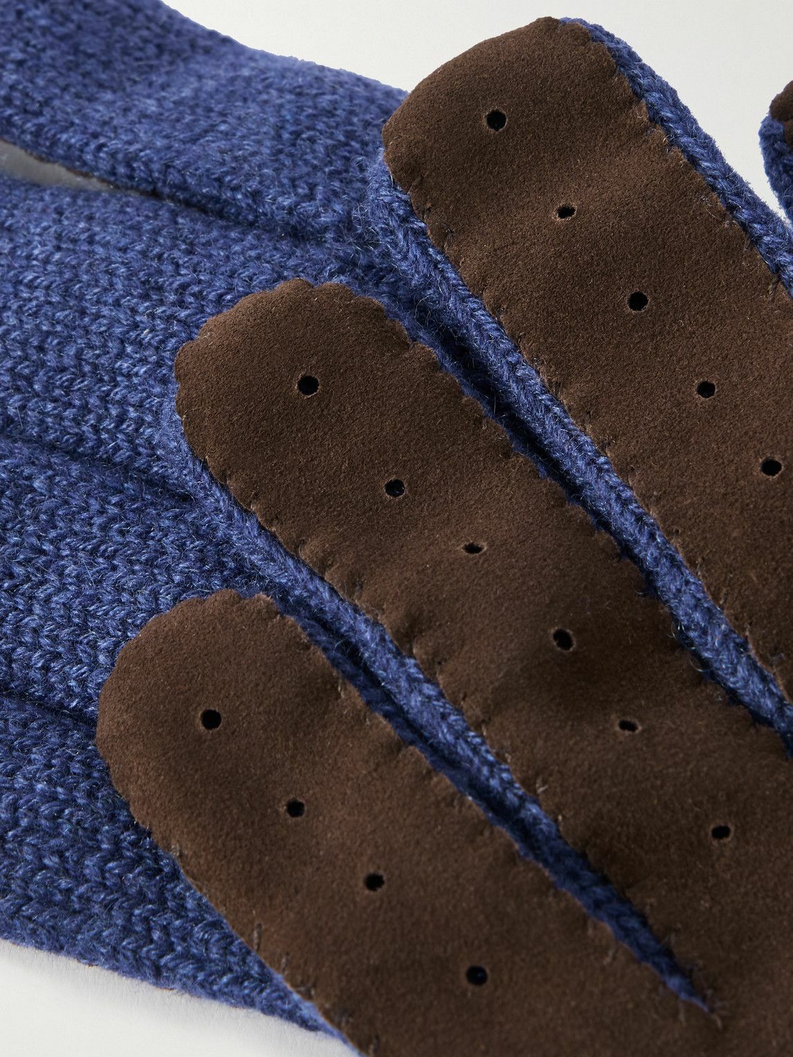 Brunello Cucinelli - Suede-Trimmed Cashmere Gloves - Blue