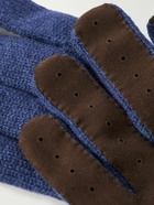 Brunello Cucinelli - Suede-Trimmed Cashmere Gloves - Blue