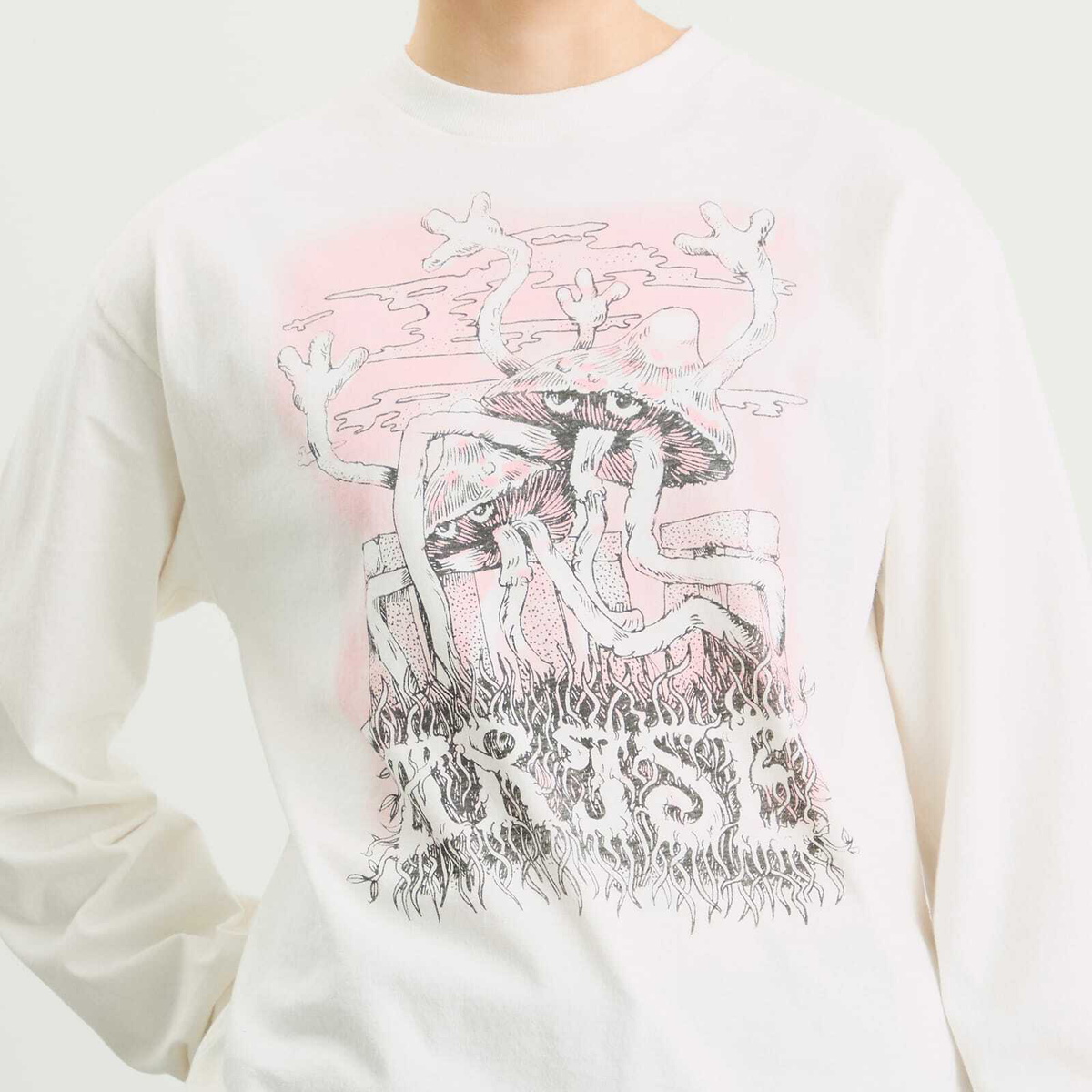 Aries Women's Faded Shroom Awakening Long Sleeve T-Shirt in White