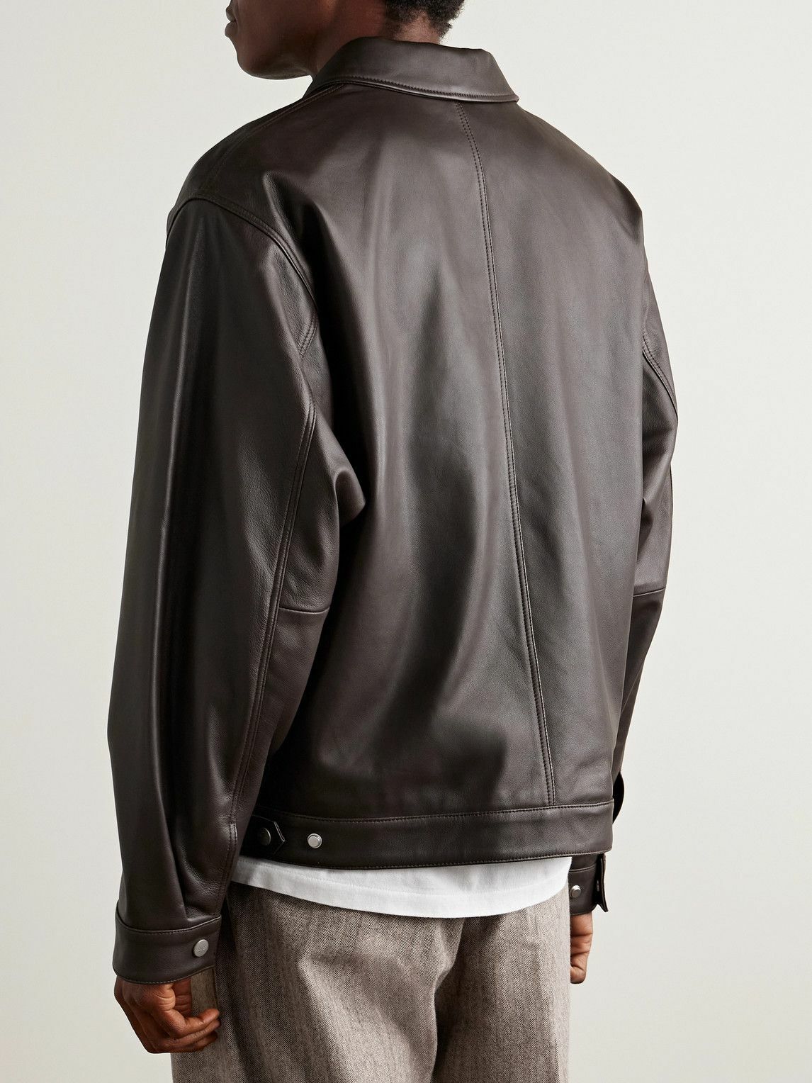 NN07 - Petrus Leather Bomber Jacket - Brown