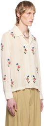 Bode Off-White Beaded Wildflower Shirt