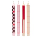 HAY Pattern Candle - Set of 4 in Reds/Bordeaux 