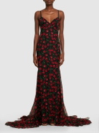 DOLCE & GABBANA - Cherry Printed Silk Chiffon Gown