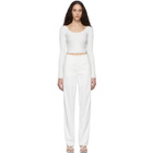 Tibi White Ribbed Decollete Wrap Sweater